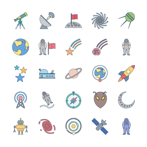 25 Icon Set Of astronomy