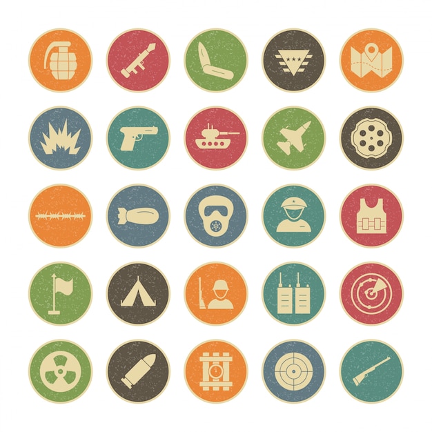 25 Icon Set van militaire