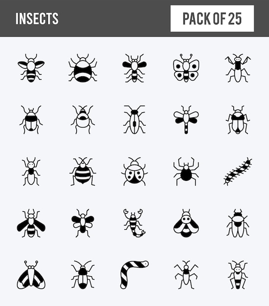 25 Insecten Lineal Fill iconen pakken vectorillustratie
