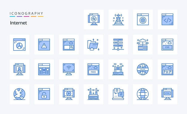 25 インターネット ブルー アイコン パック