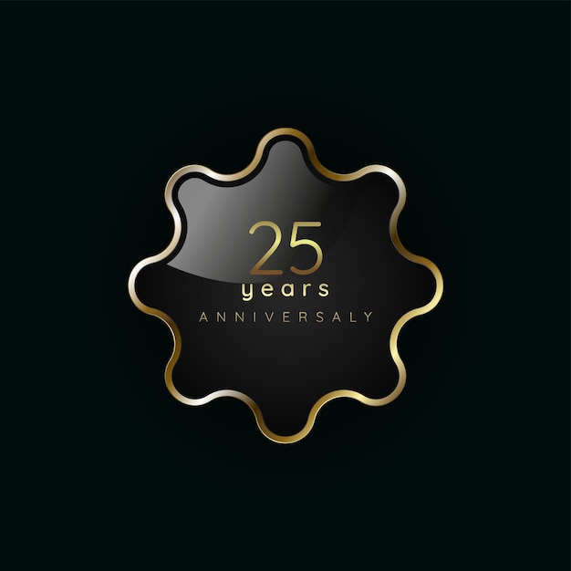 25-jarig jubileum Luxe gouden element knopsymbool Gouden knop en premium banner op donker