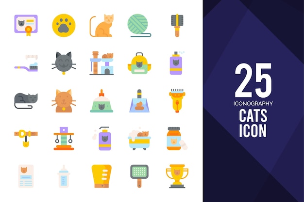 25 katten Flat icon pack vector illustratie