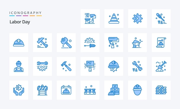 25 Labor Day Blue icon pack Vector icons illustration