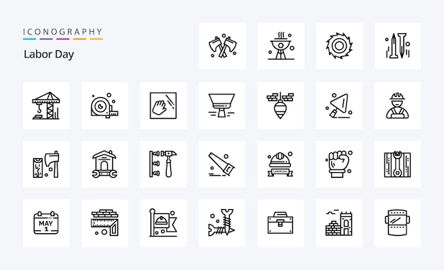 25 Labor Day Line icon pack Vector icons illustration