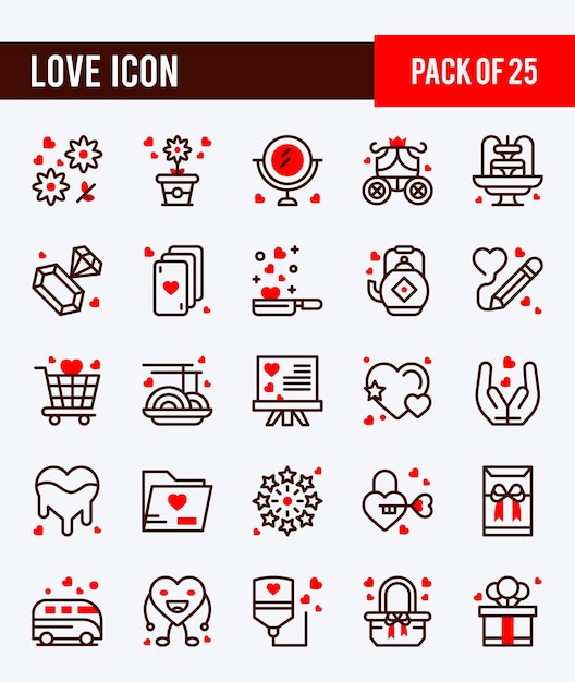 25 liefde en huwelijk twee kleur iconen Pack vector illustratie