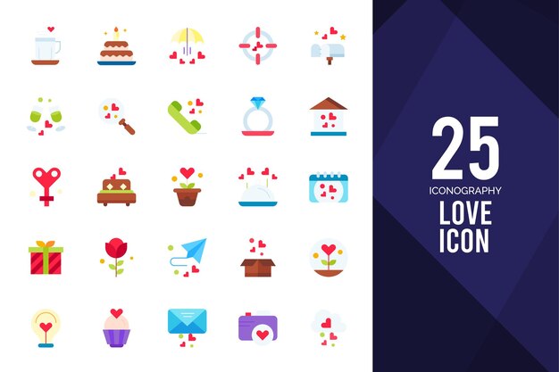 25 Love Flat icon pack vector illustration