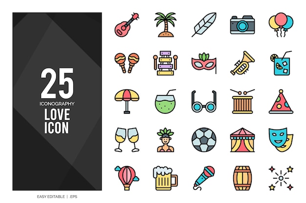 25 Love Lineal Color icon pack vector illustratie