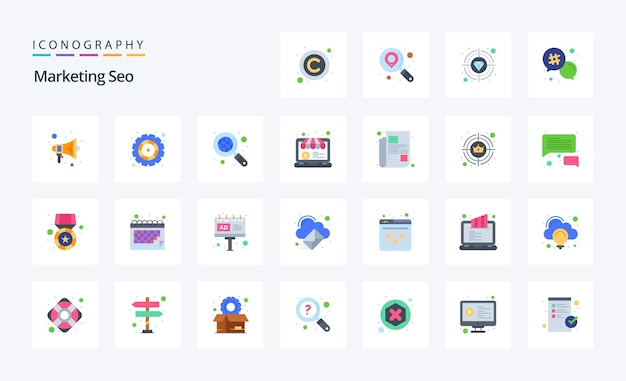 Vector 25 marketing seo flat color icon pack vector icons illustration