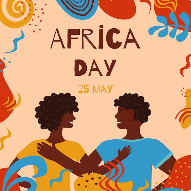 25 maggio illustrazione del banner vettoriale dell'africa day con elementi astratti per la vacanza della libertà africana