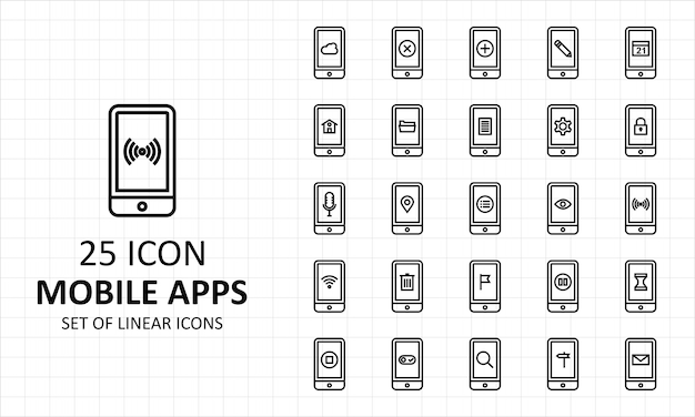 25 Mobile Apps Icon Sheet