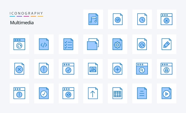 벡터 25 멀티미디어 블루 아이콘 팩