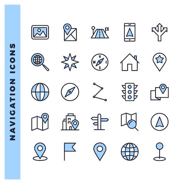 25 Navigation Two Color icon pack vector illustration