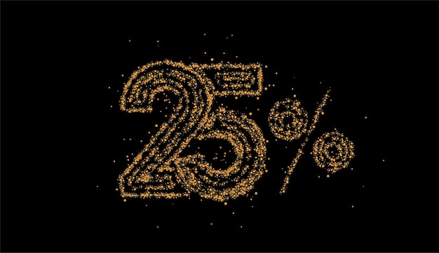 25% di sconto banner di sconto sulla vendita di particelle. prezzo dell'offerta di sconto. illustrazione di vettore.