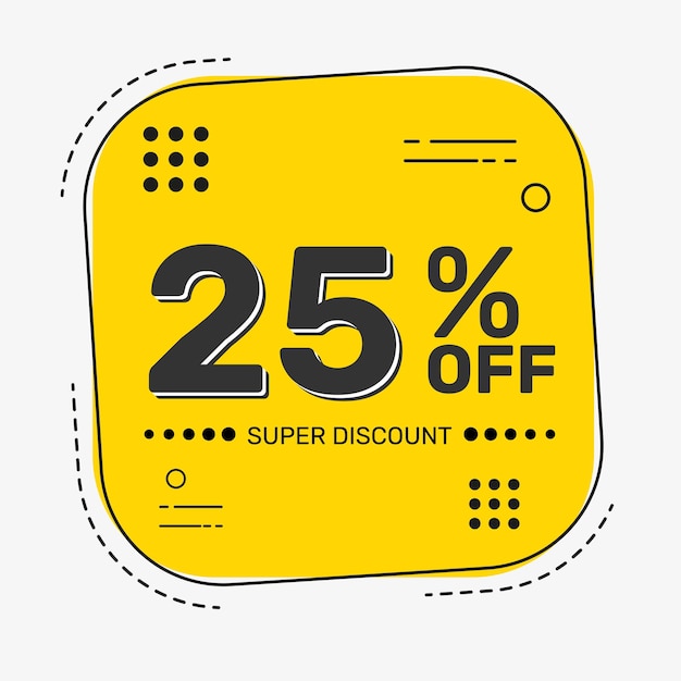 25 di sconto promozione super sconto offerta speciale banner sconto promo banner quadrato giallo