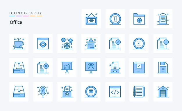 25 Office Blue icon pack Vector icons illustration