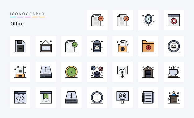 25 Office Line Filled Style icon pack