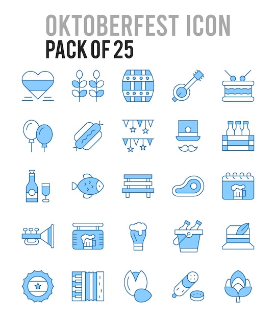 25 Oktoberfest Two Color icons Pack vector illustration