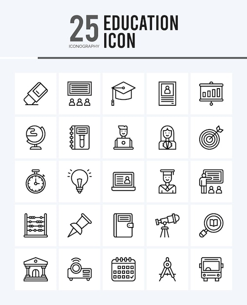 25 Onderwijs Lineal Fill iconen Pack vector illustratie