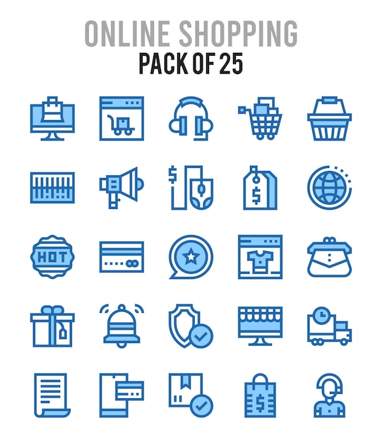 25 Online Learning Two Color icons Pack vector illustration