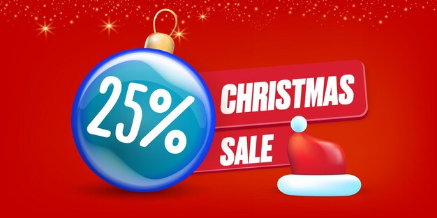 Vettore 25% di sconto sul modello di design del banner della vendita di natale