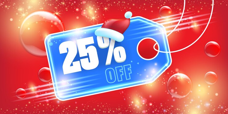 Vector 25% 折扣的聖誕節廣告標誌設計模板