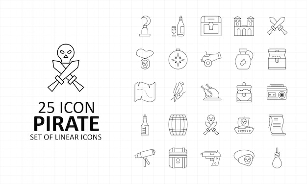 25 piraat icon sheet pixel perfect icons