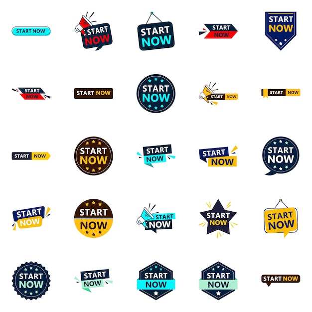 Vector 25 professional typographic designs for encouraging starting start now