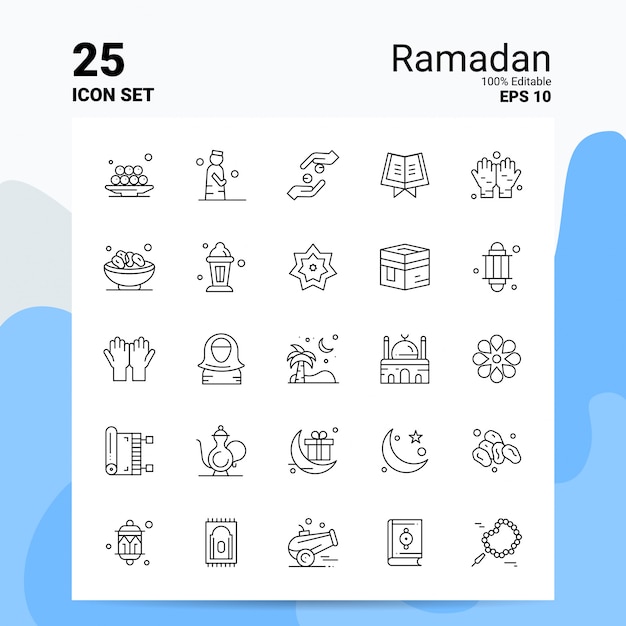 25 Ramadan Icon Set Business Logo Concept ideeën lijn pictogram