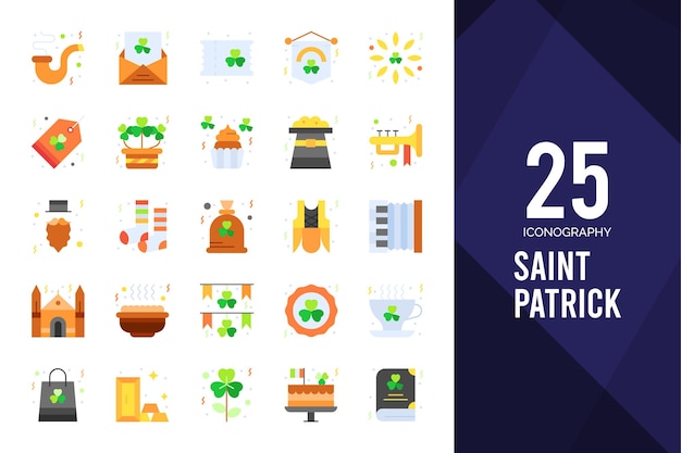 25 Saint Patrick Flat icon pack vector illustration