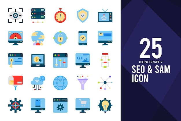 25 SEO And SAM Flat icon pack vector illustration