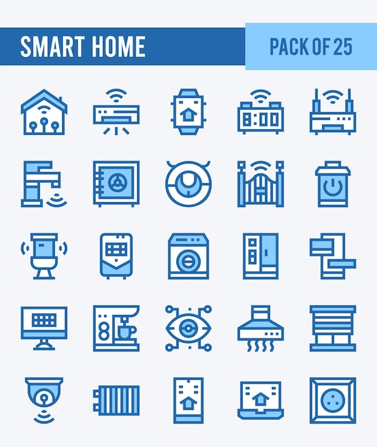 25 Smart Home Two Color icons Pack vector illustration