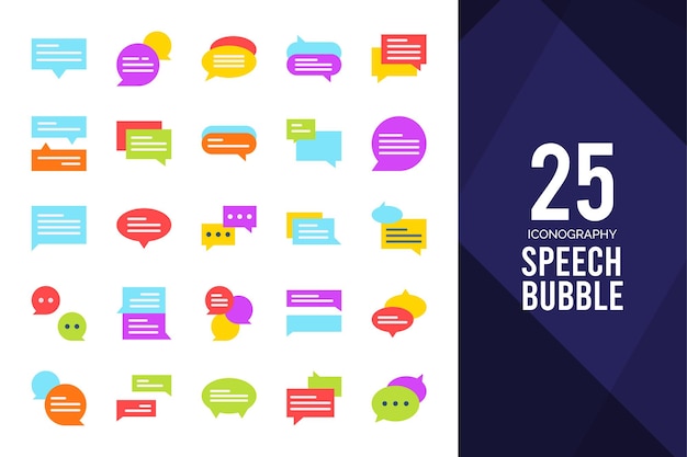 25 Speech Bubble Flat icon pack векторная иллюстрация