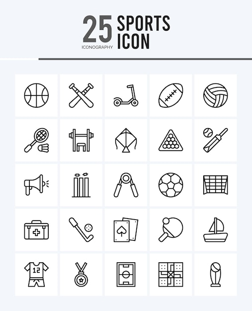 25 Sports Lineal Color icon pack vector illustration