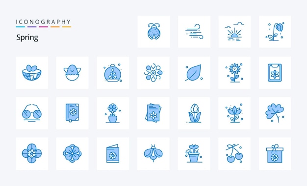 25 spring blue icon pack vector icons illustration