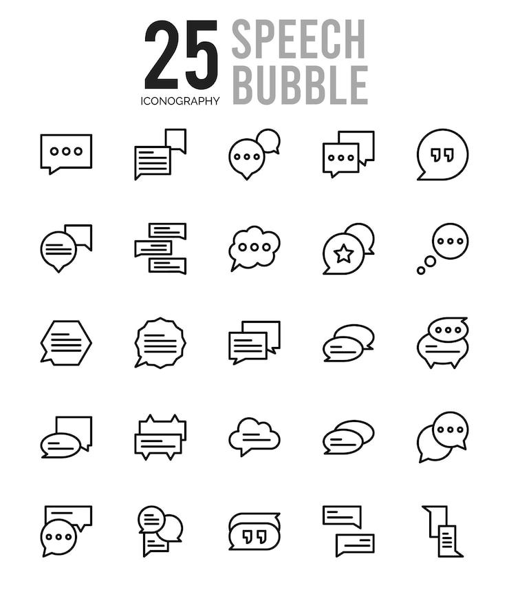 Vector 25 toespraak bubble lineaire kleur icon pack vectorillustratie