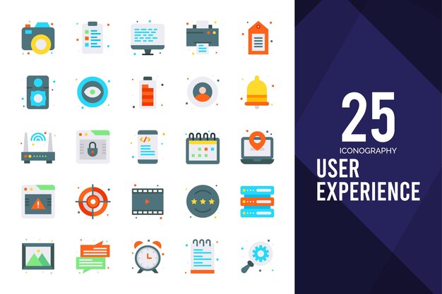 25 User Experience Flat icon pack векторная иллюстрация