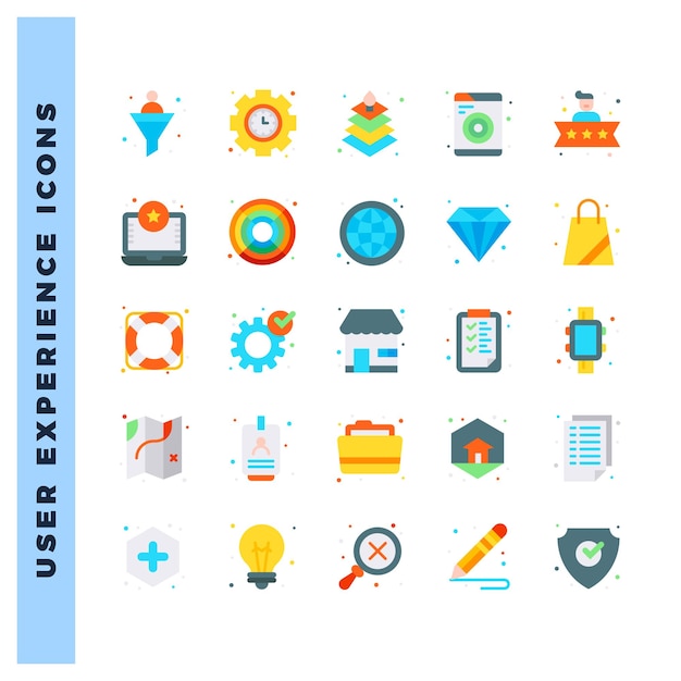 Vector 25 user experience flat icon pack vector illustration