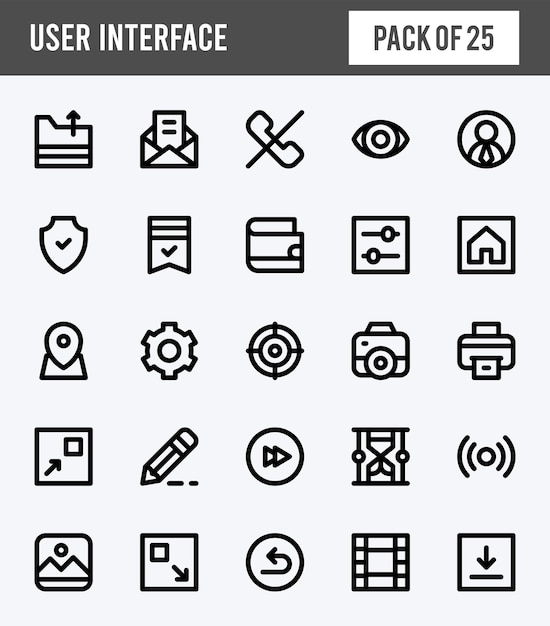 25 User Interface Lineal Expanded icons pack vector illustration