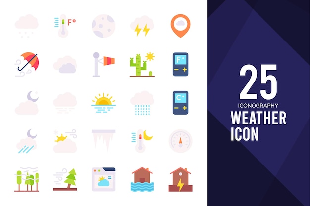 25 Weer Flat icon pack vector illustratie