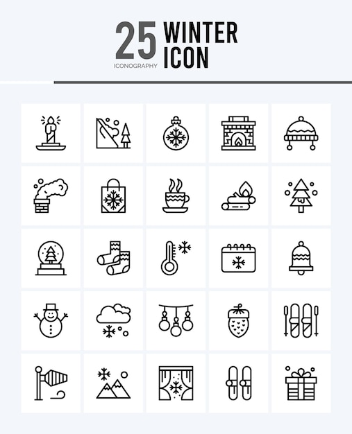 25 Winter Lineal Color icon pack vector illustration