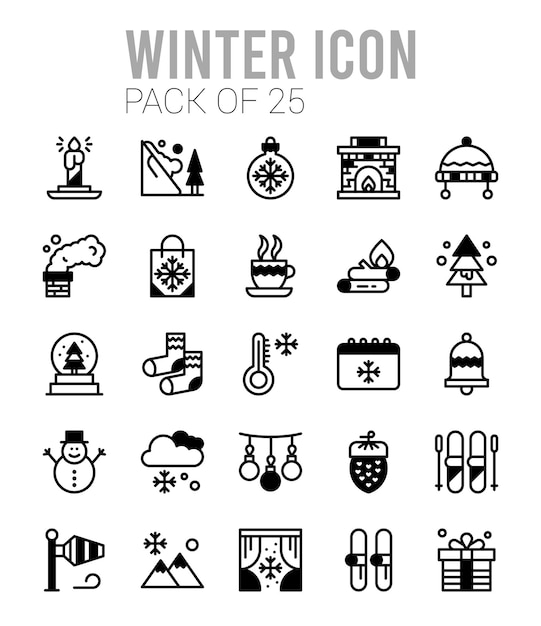 25 Winter Lineal Fill icons Pack vector illustration