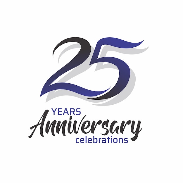 25 years anniversary blue and black color logo template celebration