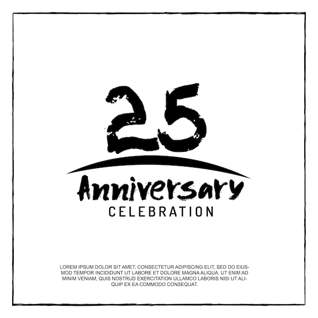 25 years anniversary celebration logotype brush text vector design.