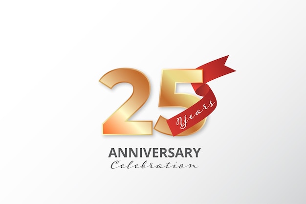 25 years anniversary gold badge label illustration template design