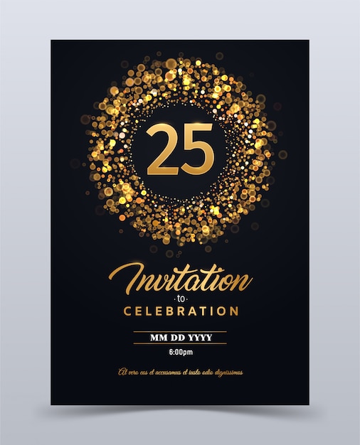 Vector 25 years anniversary invitation card template isolated vector illustration