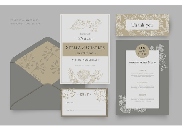 25 years anniversary stationery collection