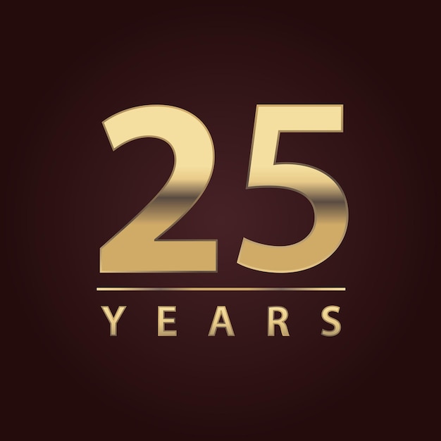 25 years for celebration events anniversary commemorative date twenty five years gold logo