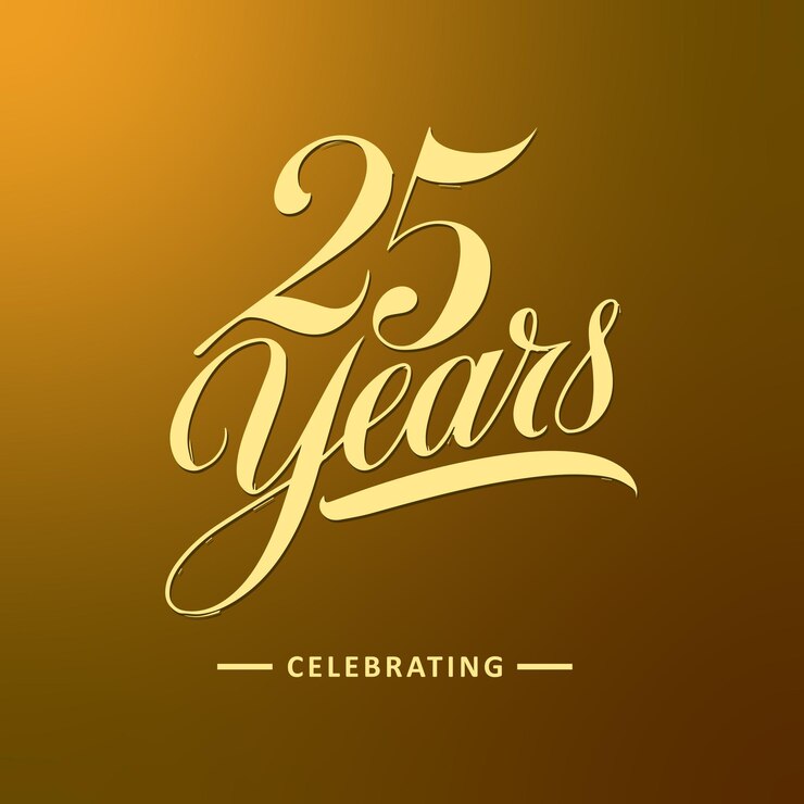 Vector 25 years celebration lettering design
