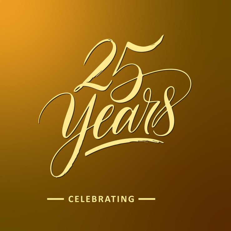 Vector 25 years celebration lettering design