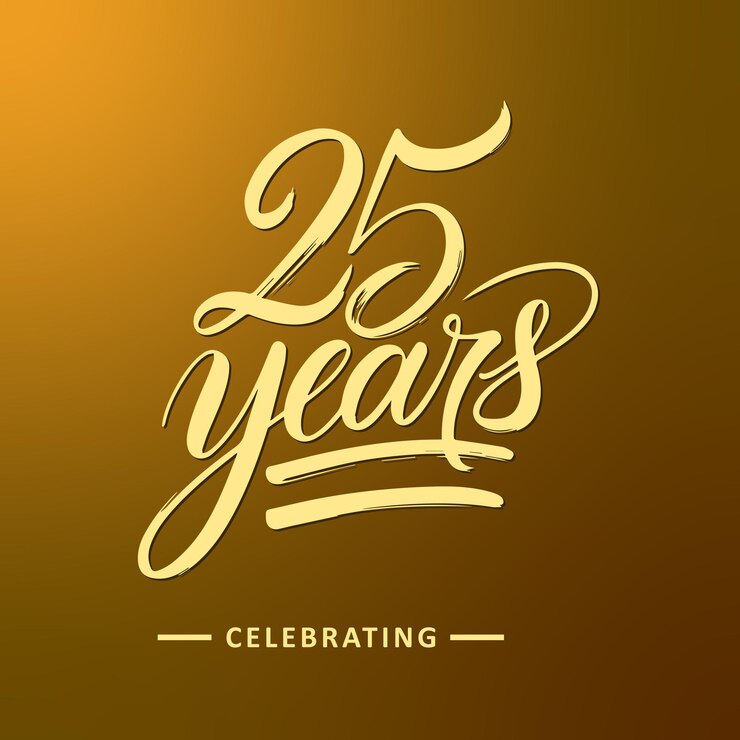 Vector 25 years celebration lettering design